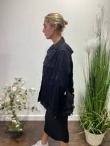 American Bazi Denim Jacket With Chains Back (Black) RJK-3474