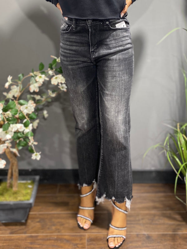 Risen HW Distressed Relaxed Fit Skinny Jeans (Black) RDP1206